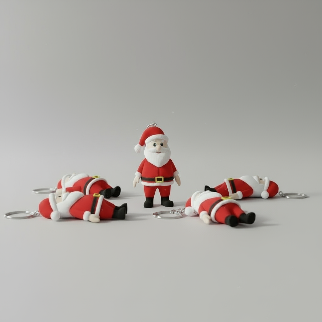 Flexible Mini Santa Keychain