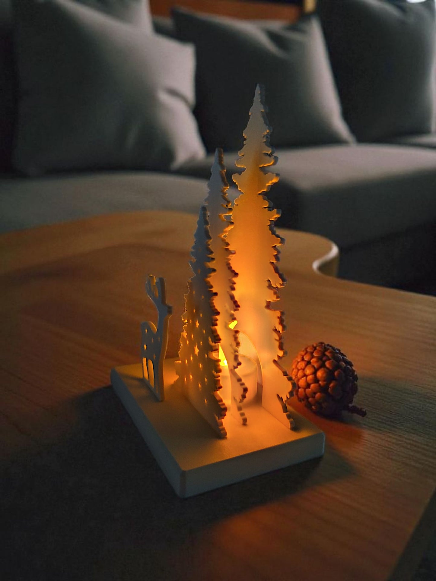 Winter Glow Scene – Christmas LED Tealight Holder