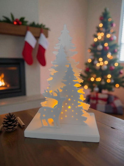Winter Glow Scene – Christmas LED Tealight Holder