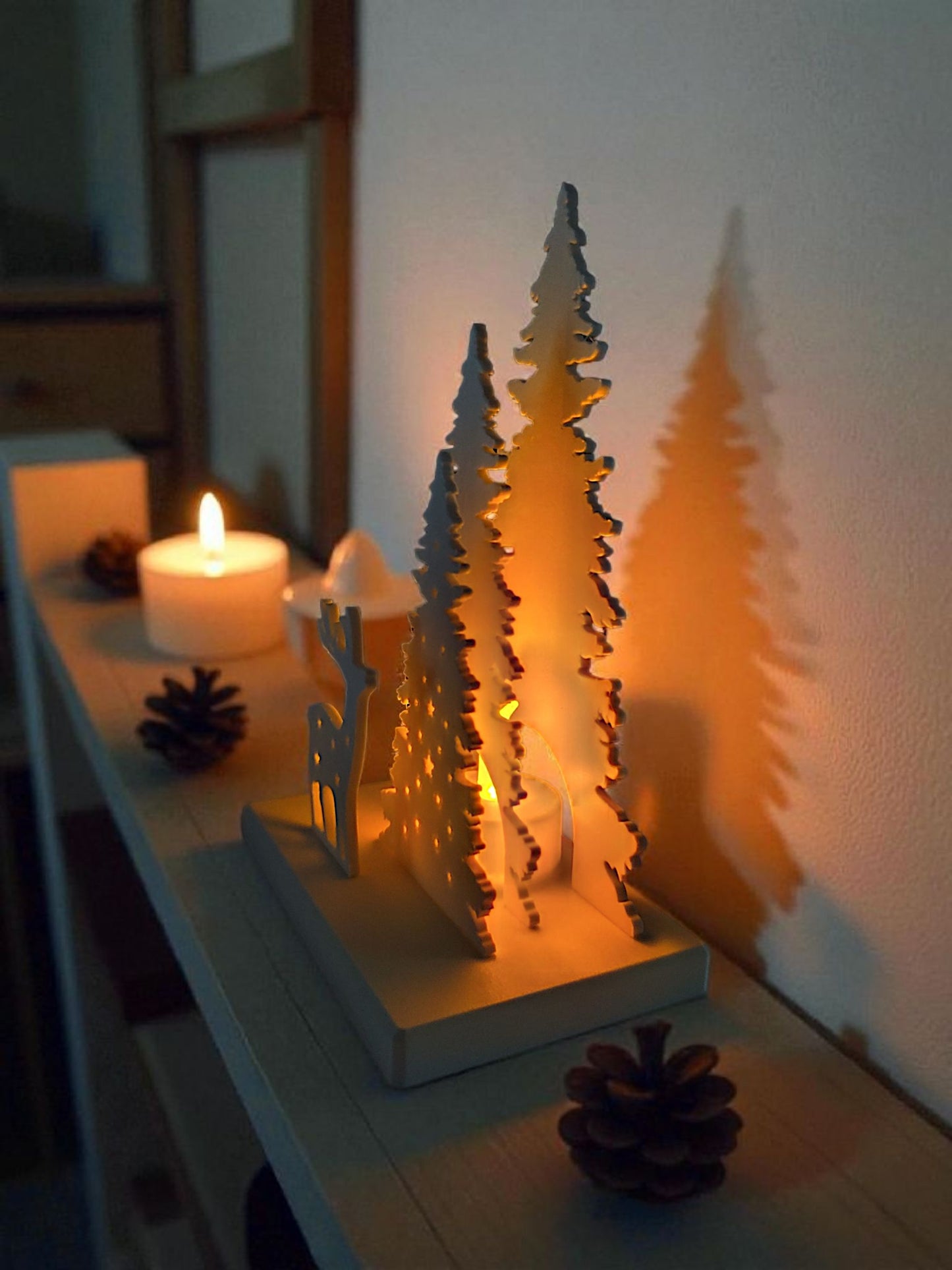 Winter Glow Scene – Christmas LED Tealight Holder