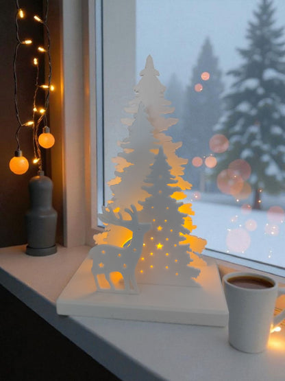 Winter Glow Scene – Christmas LED Tealight Holder