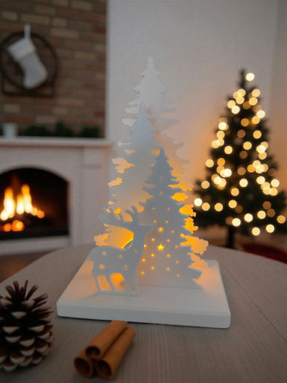 Winter Glow Scene – Christmas LED Tealight Holder