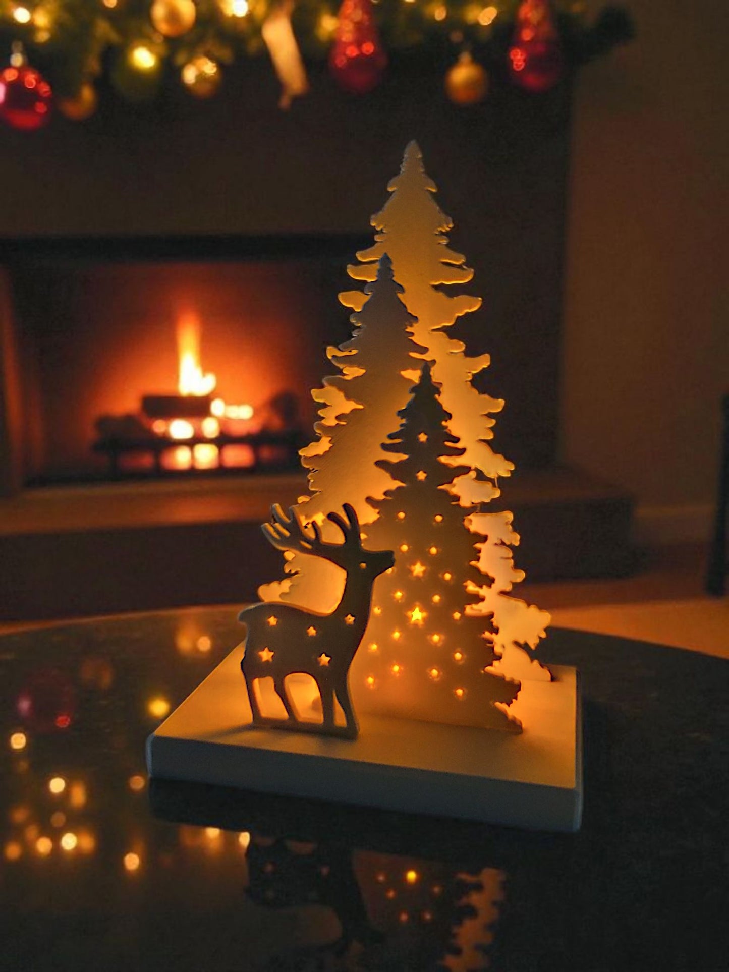 Winter Glow Scene – Christmas LED Tealight Holder