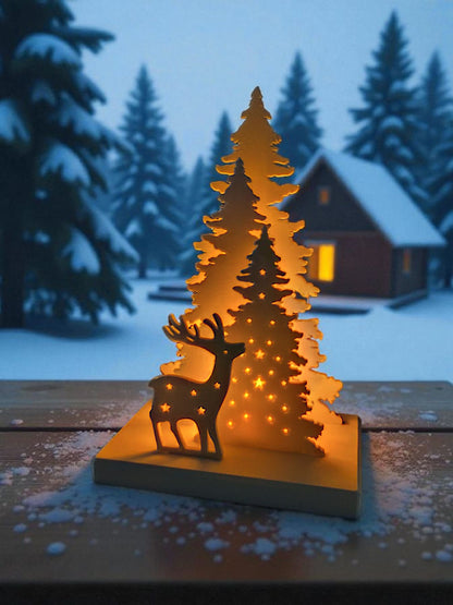 Winter Glow Scene – Christmas LED Tealight Holder