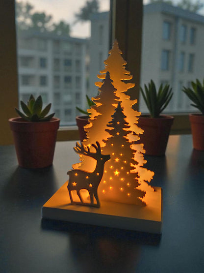 Winter Glow Scene – Christmas LED Tealight Holder