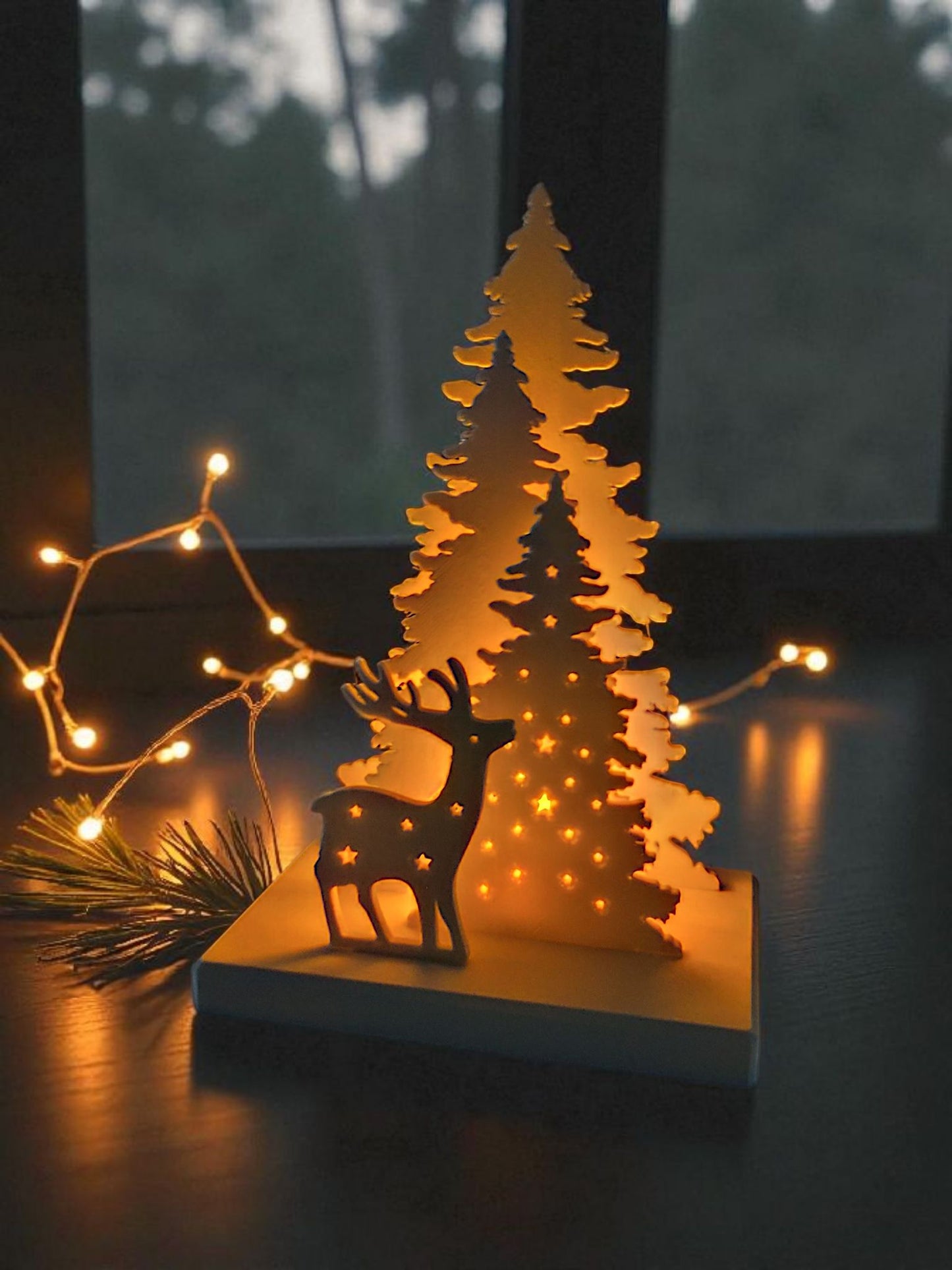 Winter Glow Scene – Christmas LED Tealight Holder