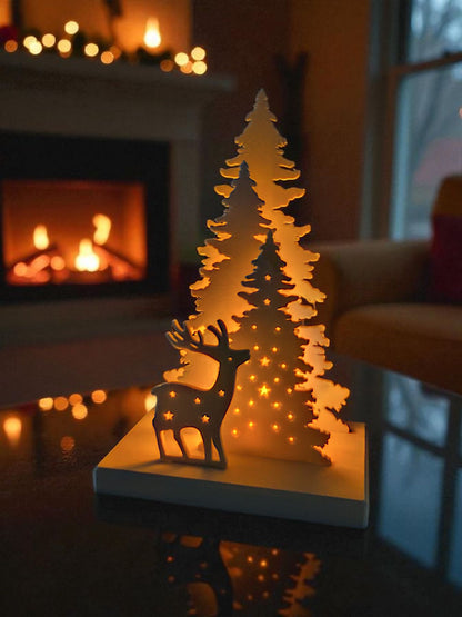 Winter Glow Scene – Christmas LED Tealight Holder
