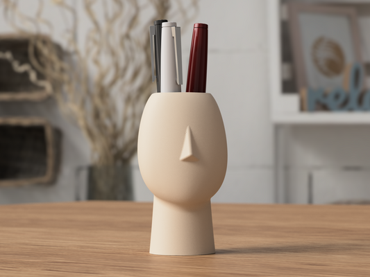 Modern Moai Head Pencil Holder