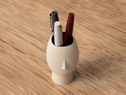 Modern Moai Head Pencil Holder