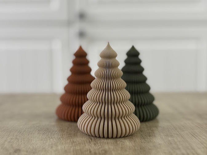 Serene Modern Christmas Tree Tealight Holder Set