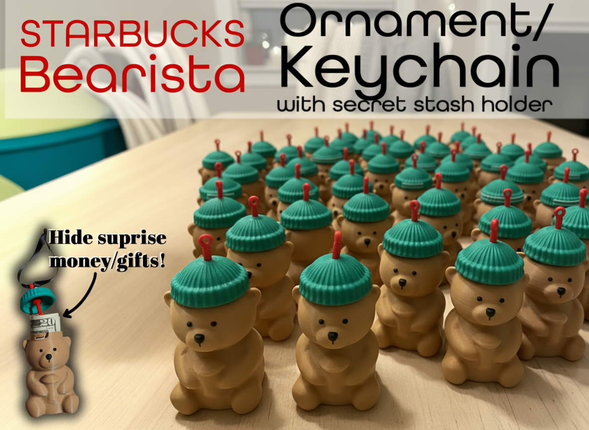 Starbucks Bearista-Inspired Keychain/Ornament with Hidden Stash