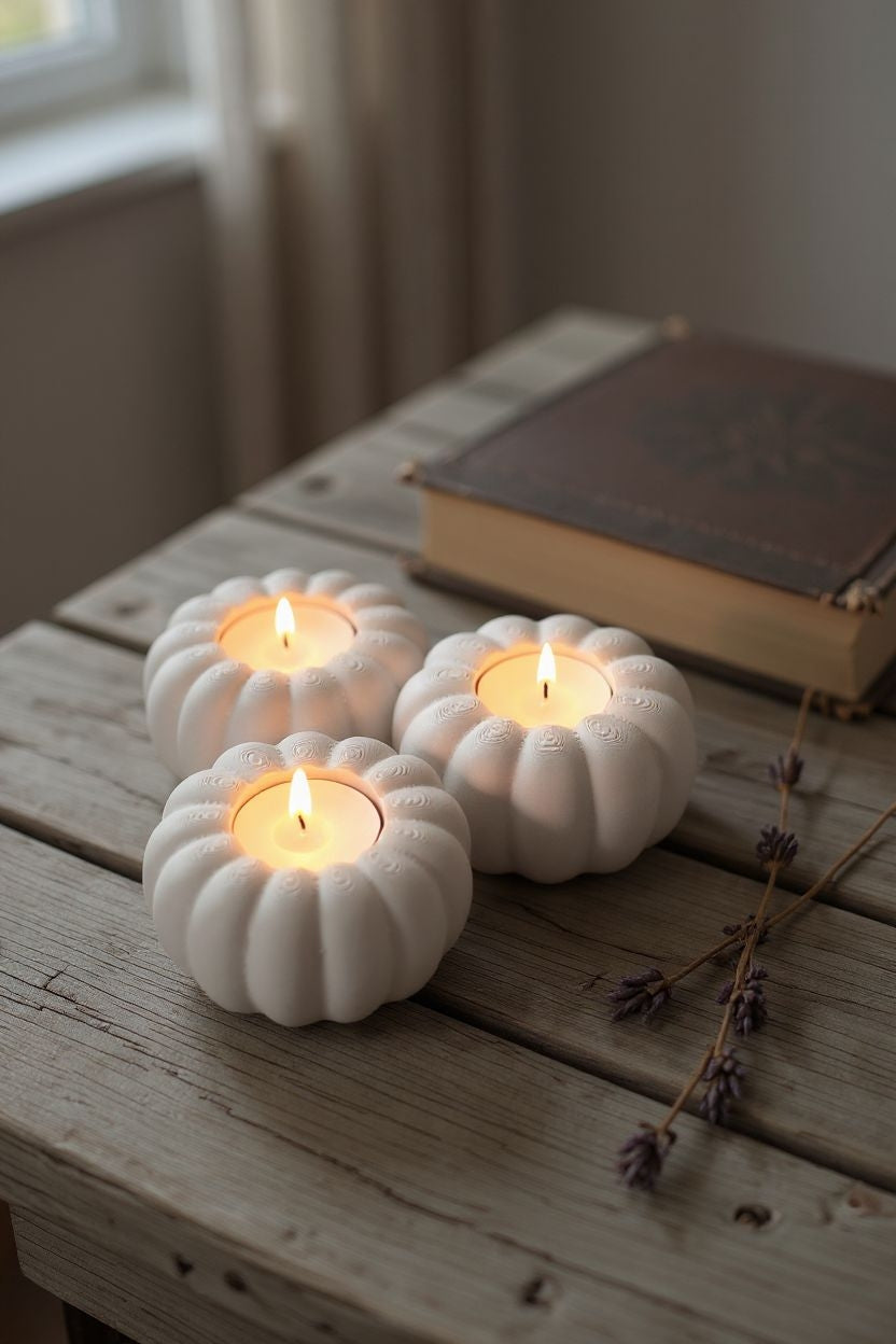 Autumn Pumpkin Tealight Holder - Single (3 Tealights)