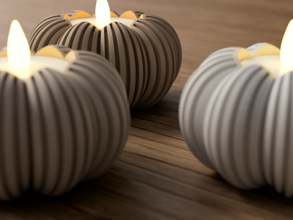 Ribbed Pumpkin Tealight Holder - Set of 3