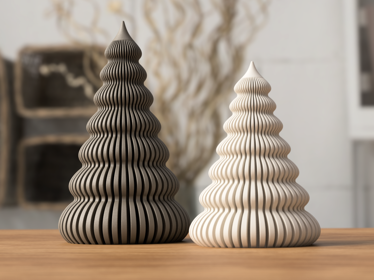 Serene Modern Christmas Tree Tealight Holder Set