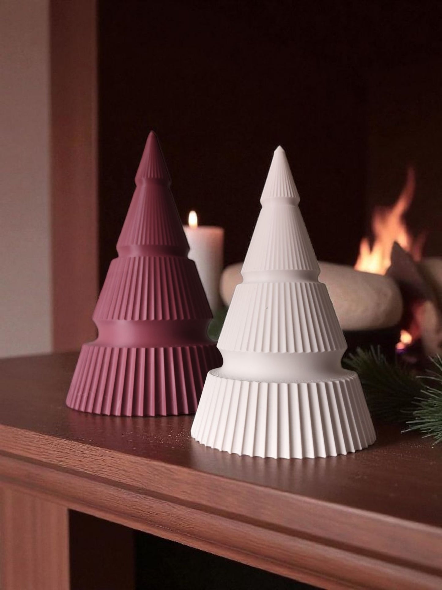Modern Ribbed Christmas Tree Duo