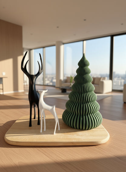 Serene Modern Christmas Tree Tealight Holder Set