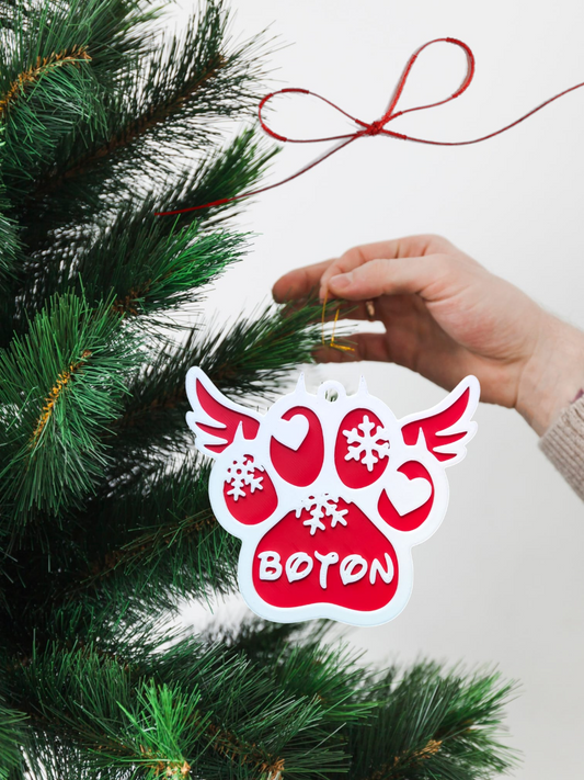 Custom Pet Paw Ornament – With Optional Angel Wings