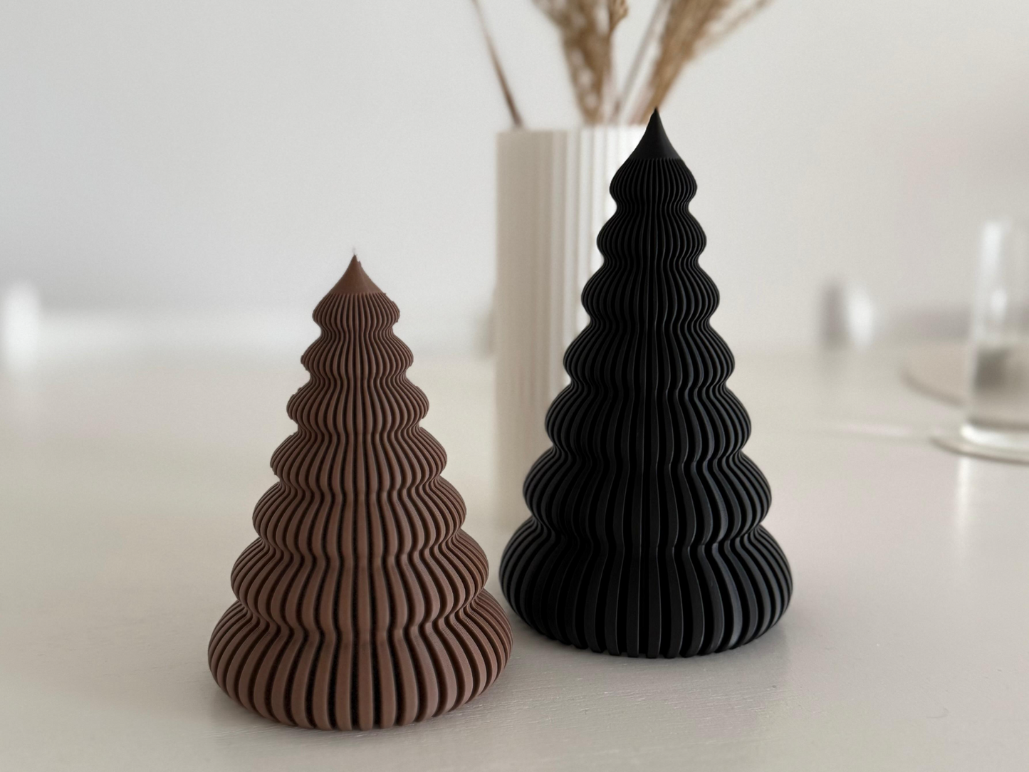 Serene Modern Christmas Tree Tealight Holder Set